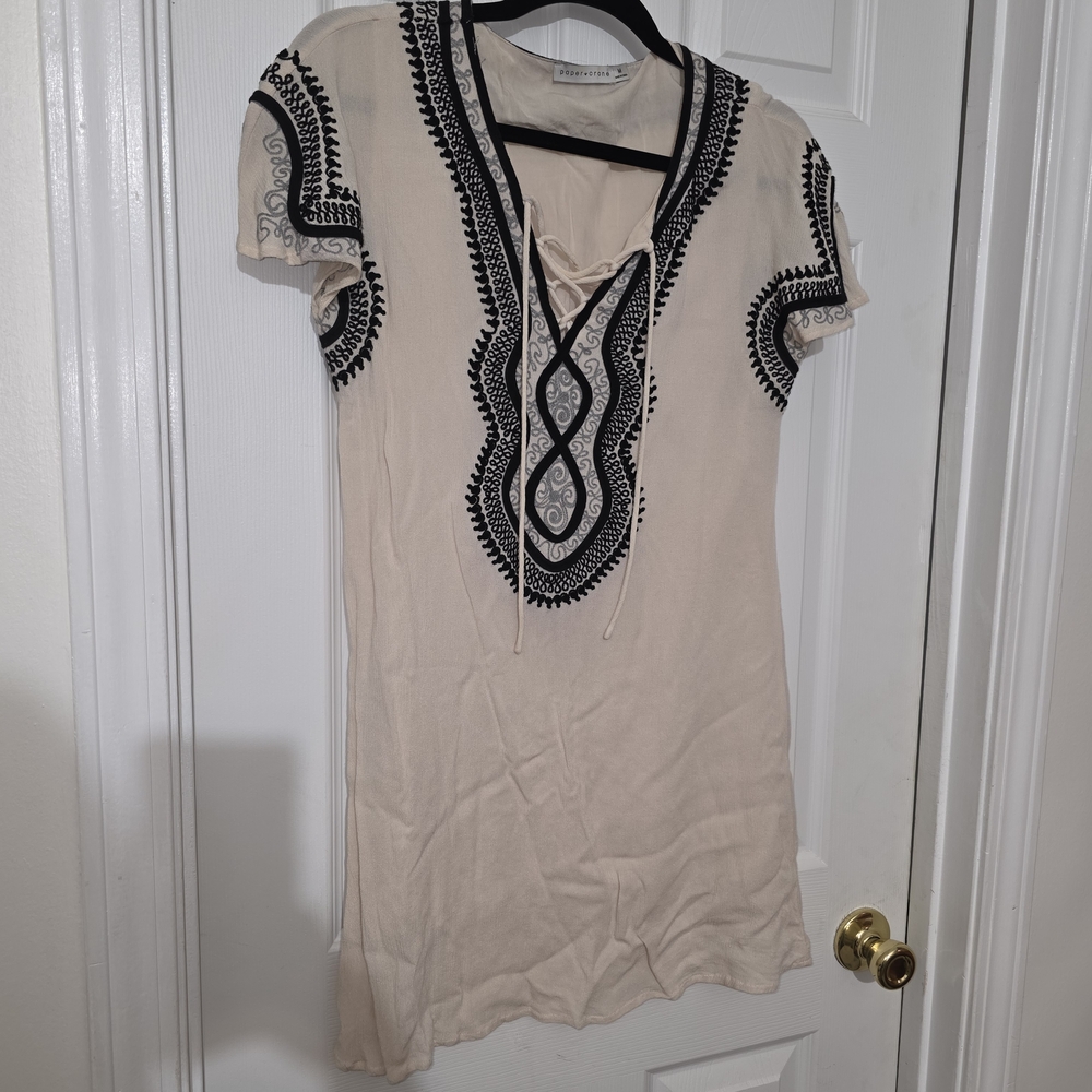 Elegant Cream and Black Embroidered Women's Top